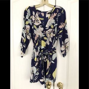 Yumi Kim navy floral silk romper size large